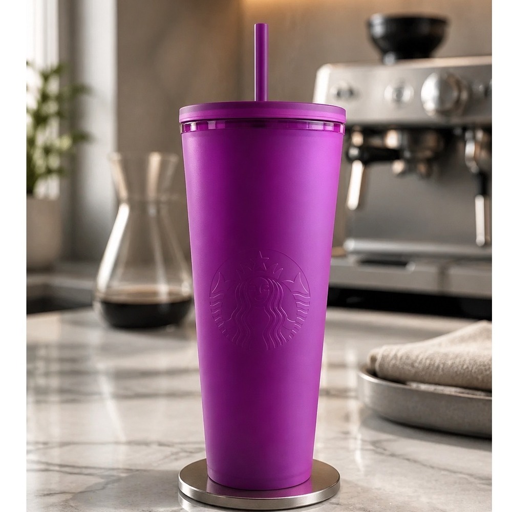 Starbucks 2022 Valentine's Soft Touch‎ Matte Purple Tumbler Cold Cup 24oz